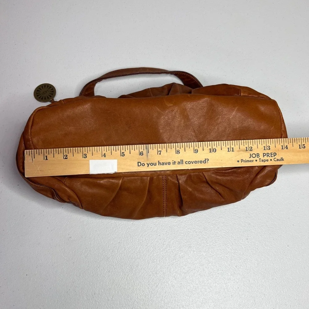 Ugg Australia Leather Hobo Shoulder Handbag Scrunchy Slouchy Cognac Brown